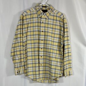 Alexander Julian Yellow Plaid Button-Up Shirt with Navy and White Accents